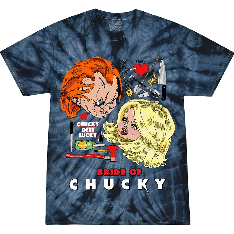 BRIDE OF CHUCKY: CHUCKY GETS LUCKY - TIE-DYE T-SHIRT (BLUE TIE-DYE)