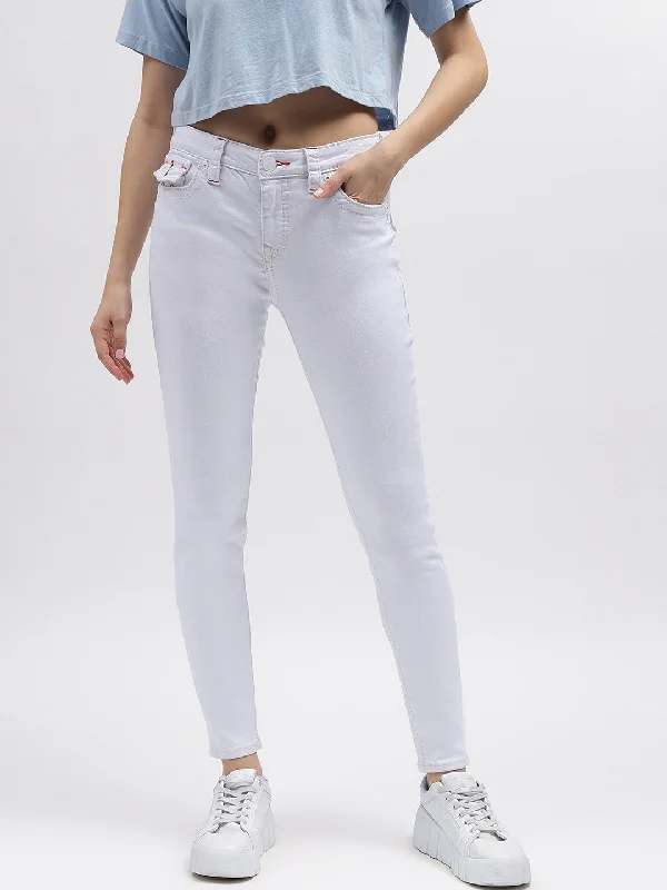 True Religion Women White Super Skinny Fit Mid-Rise Non Stretchable Jeans