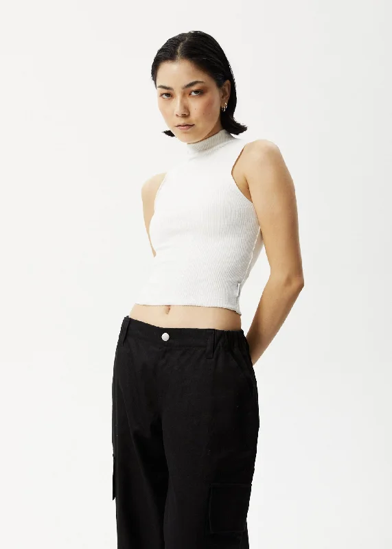 AFENDS Iconic - Ribbed High Neck Tank - Off White