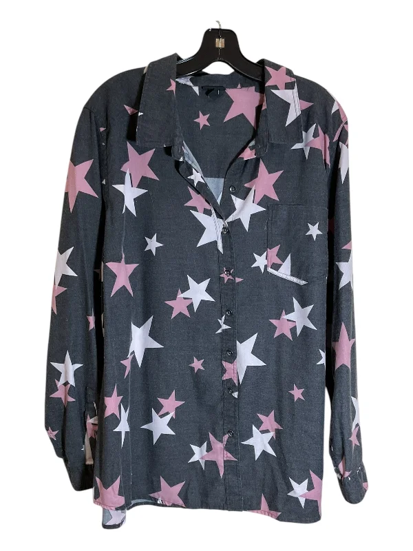 Blouse Long Sleeve By Torrid In Black & Pink, Size: 3x