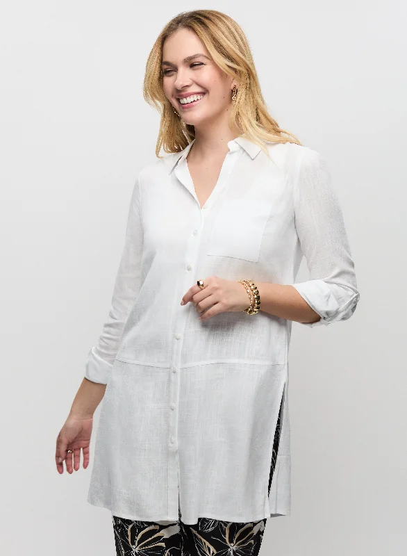 Linen Blend Button-Down Tunic