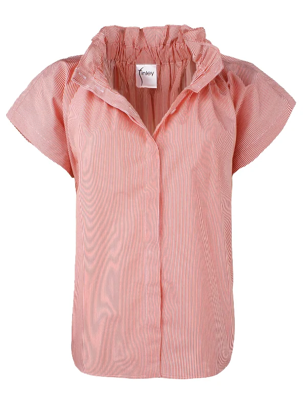 GAMEDAY! Jenny Ruched Top Orange Stripe 100% Cotton