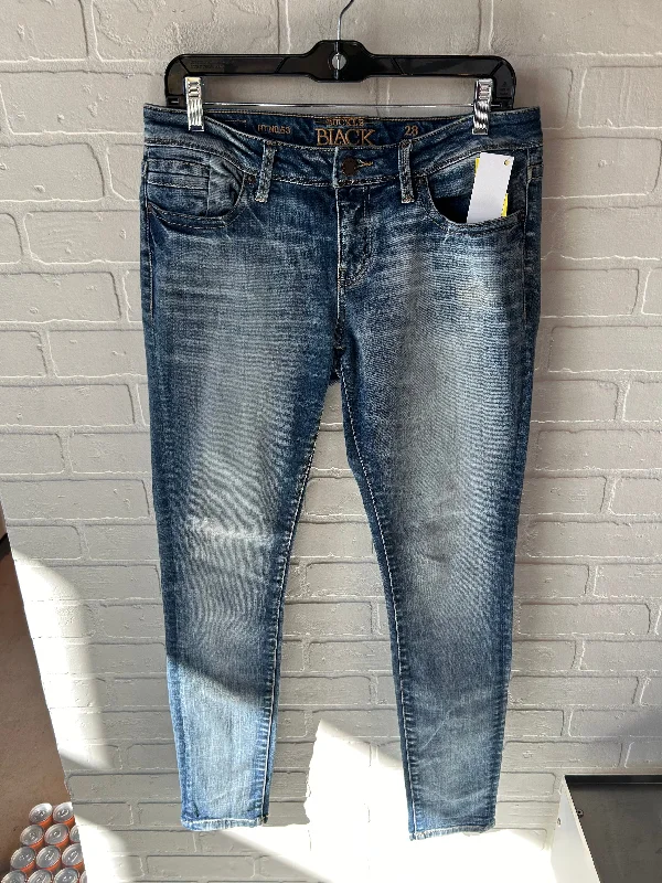 Jeans Skinny By Buckle Black In Blue Denim, Size: 6