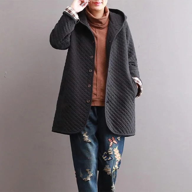 autumn thick warm black cotton outwear loose long sleeve cardigan