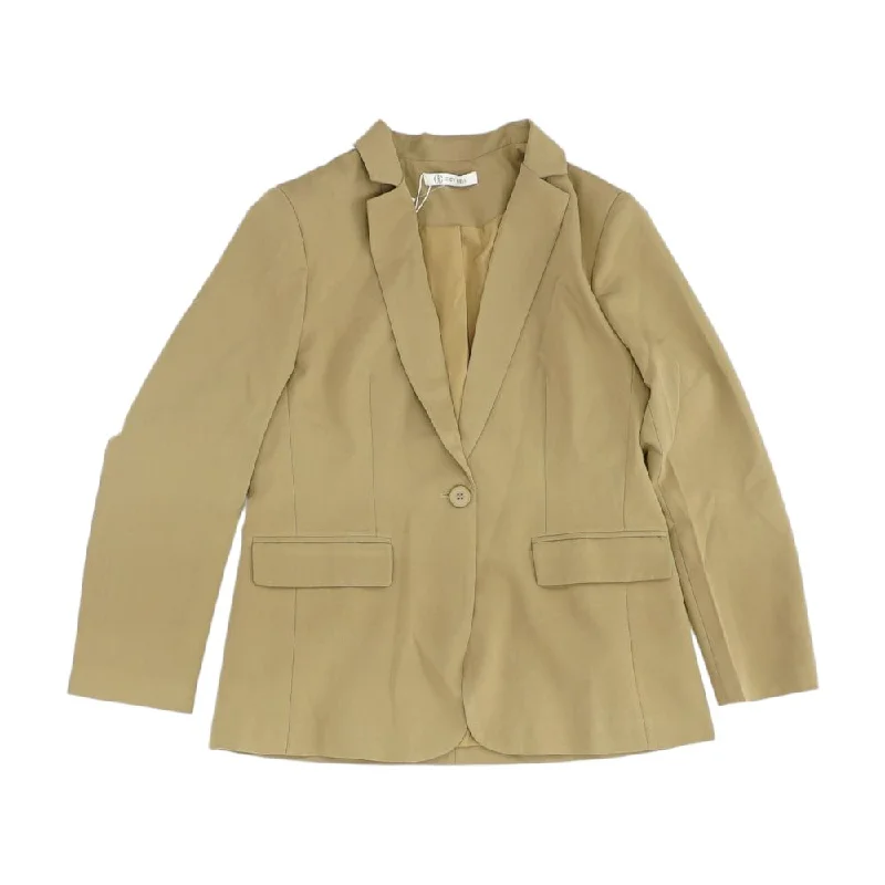 Beige Solid Blazer