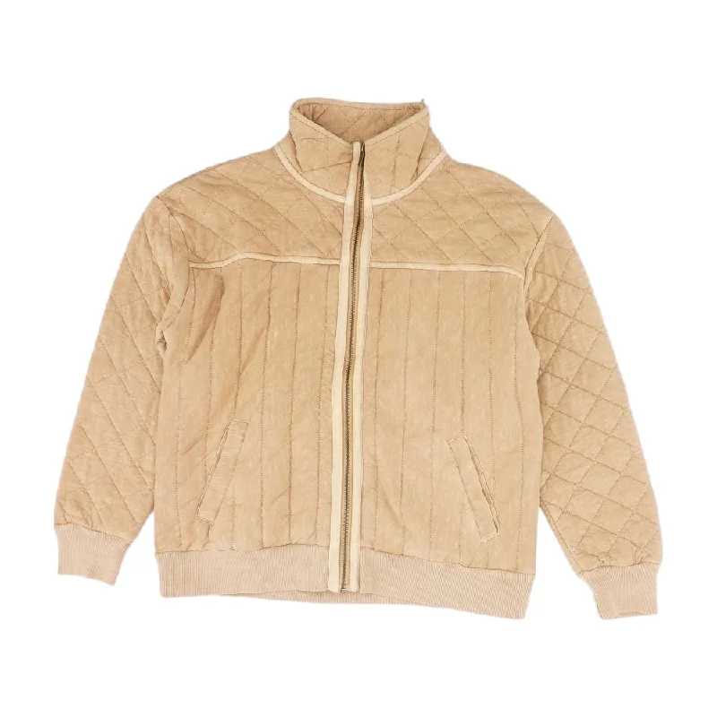 Beige Solid Bomber Jacket