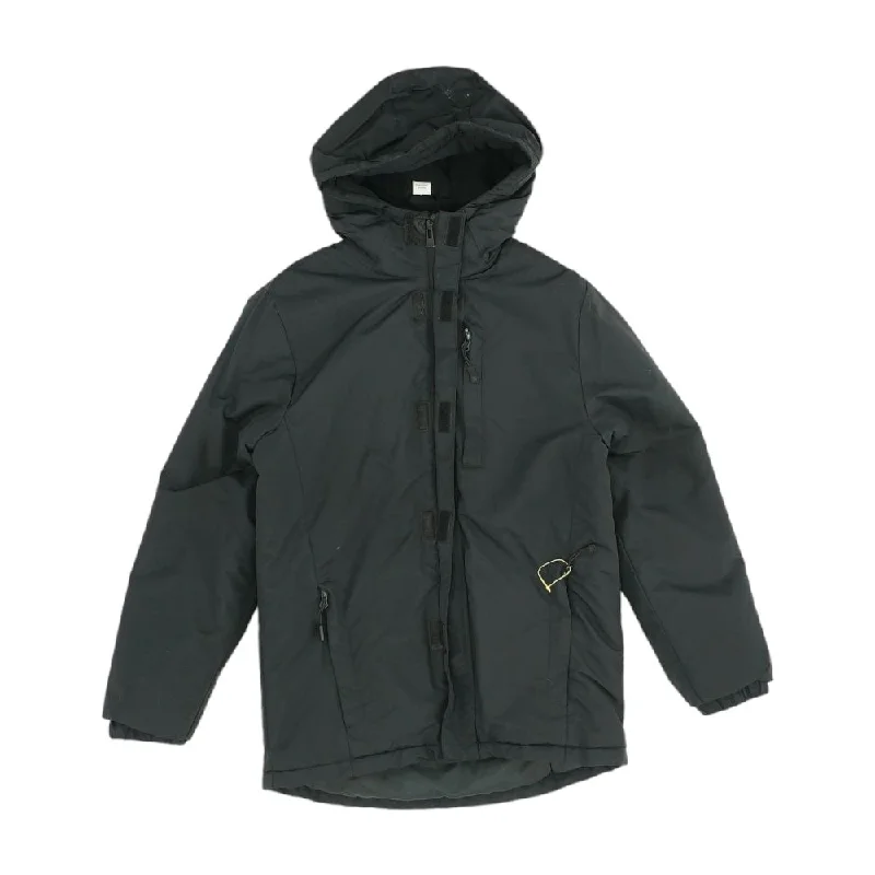 Black Solid Puffer Jacket