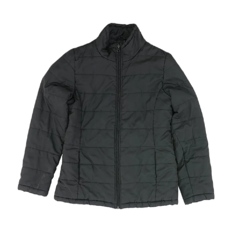 Black Solid Puffer Jacket