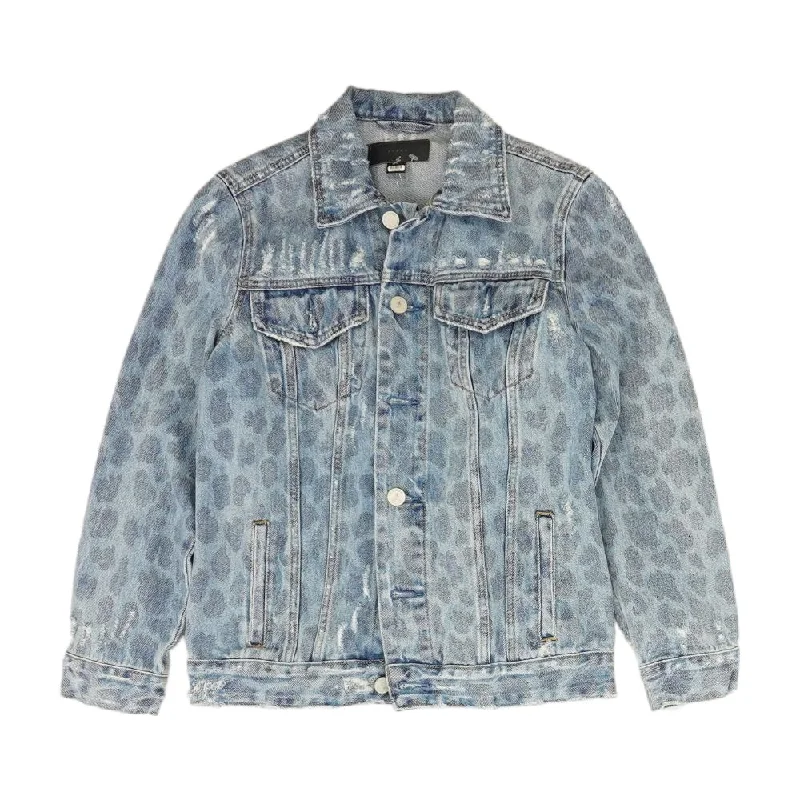 Blue Animal Print Denim Jacket