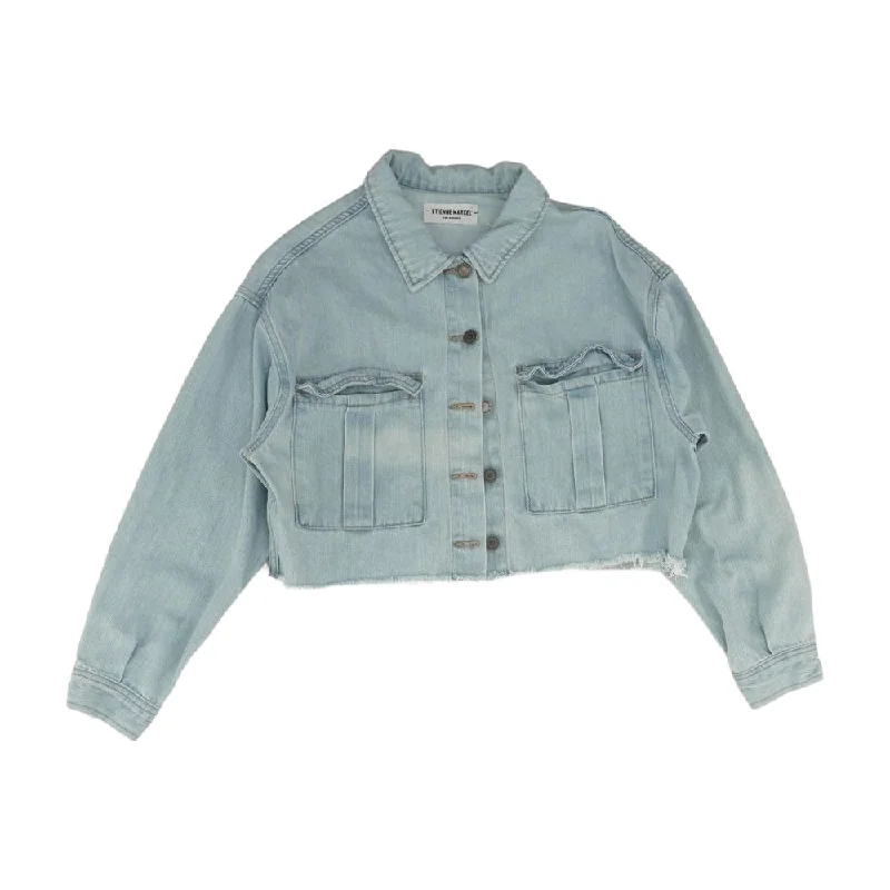 Blue Solid Denim Jacket