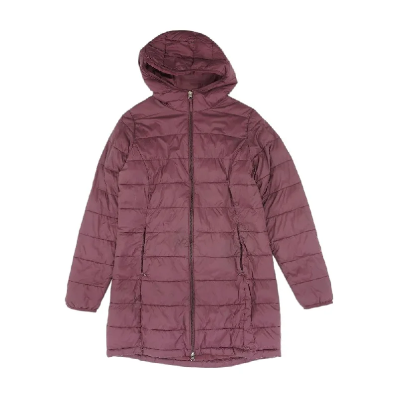 Burgundy Solid Puffer Jacket