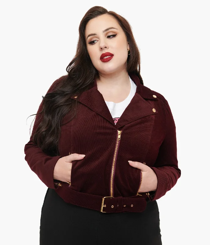 Disney The Nightmare Before Christmas collection by Unique Vintage Plus Size Burgundy Velvet Jacket