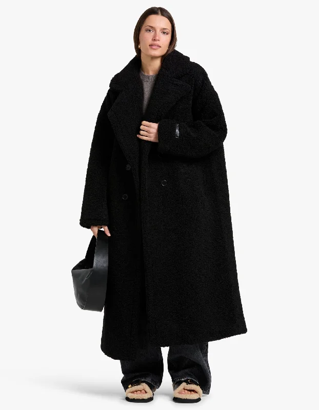 Oversized Faux Fur Coat - Black