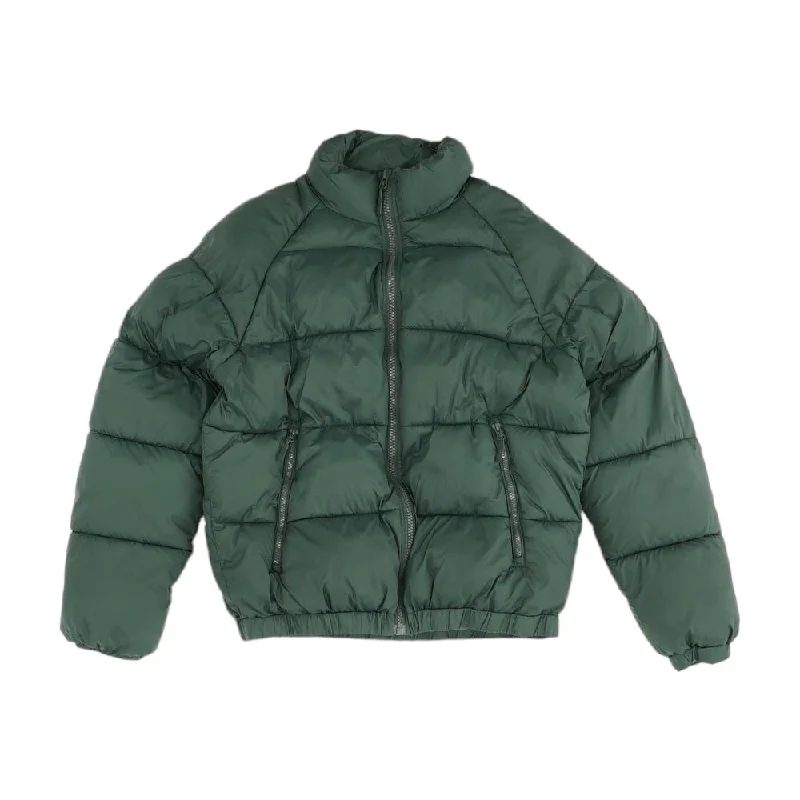 Green Solid Puffer Coat