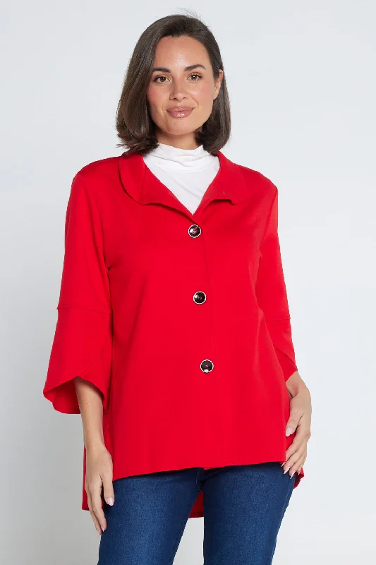 Jocelyn Tulip Sleeve Jacket - Red