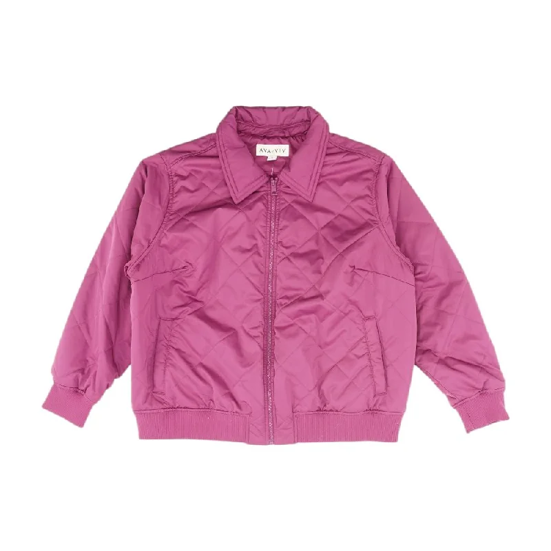 Magenta Solid Puffer Jacket