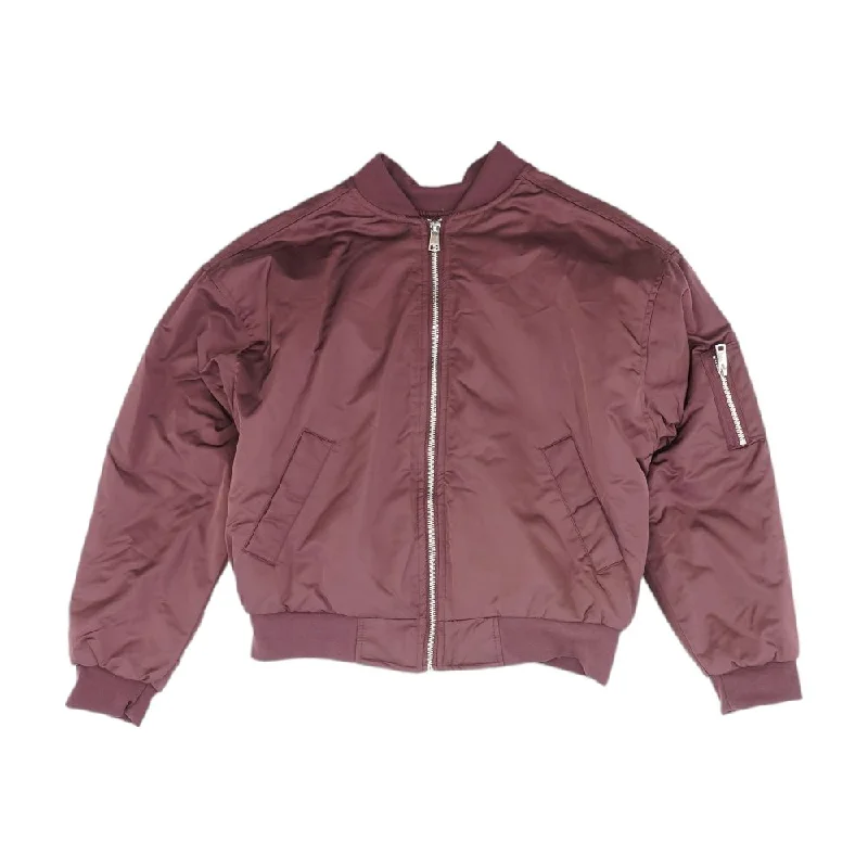 Maroon Solid Bomber Jacket