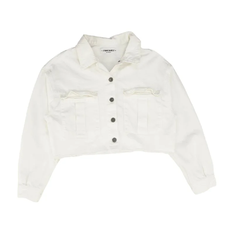 White Solid Denim Jacket