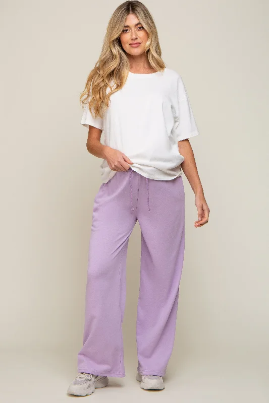 Lavender Drawstring Wide Leg Maternity Lounge Pants