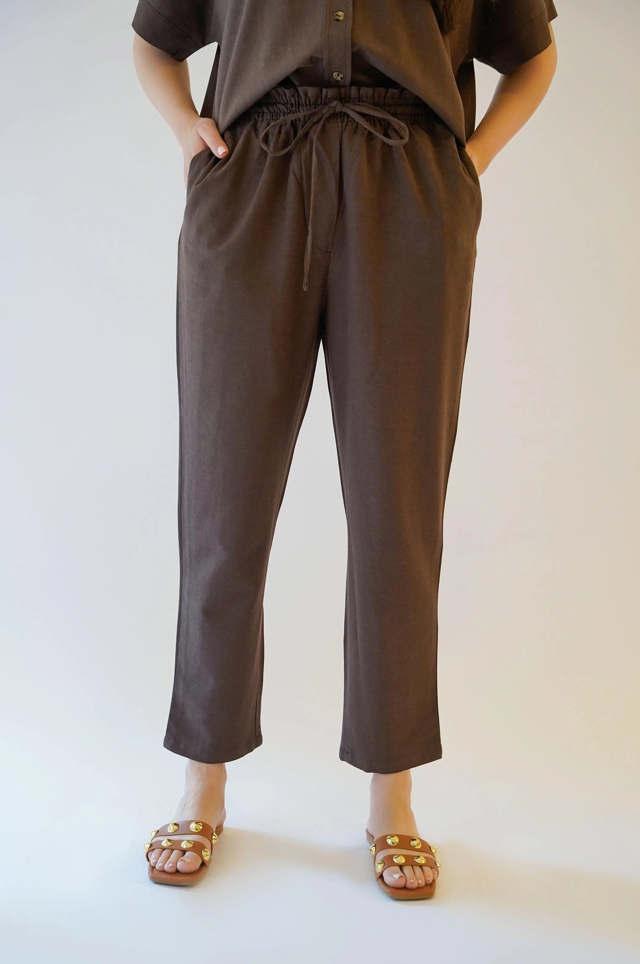 LINEN PAPERBAG PANTS