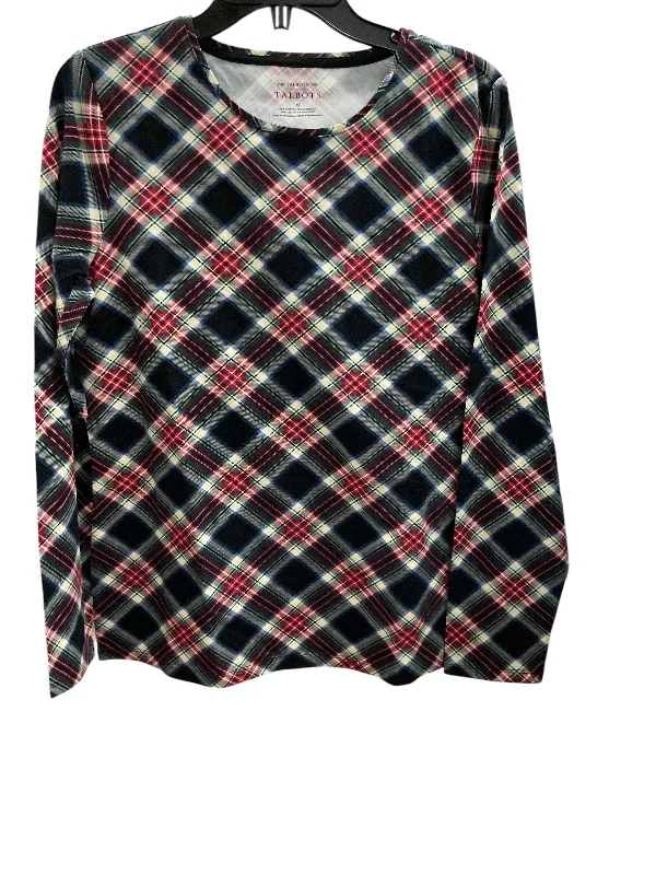 Top Long Sleeve Basic By Talbots In Plaid Pattern, Size: M