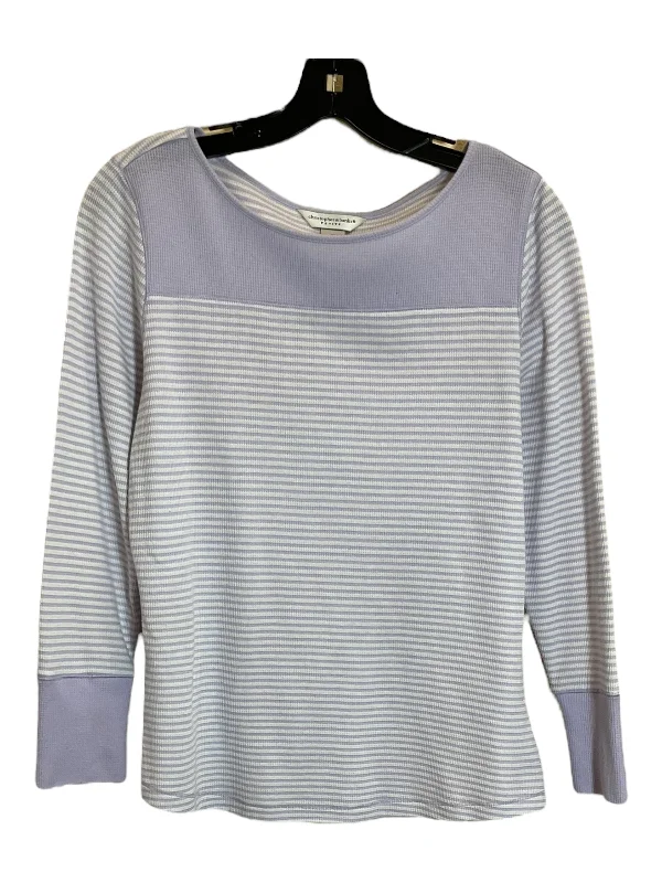 Top Long Sleeve By Christopher And Banks In Purple & White, Size: Lp