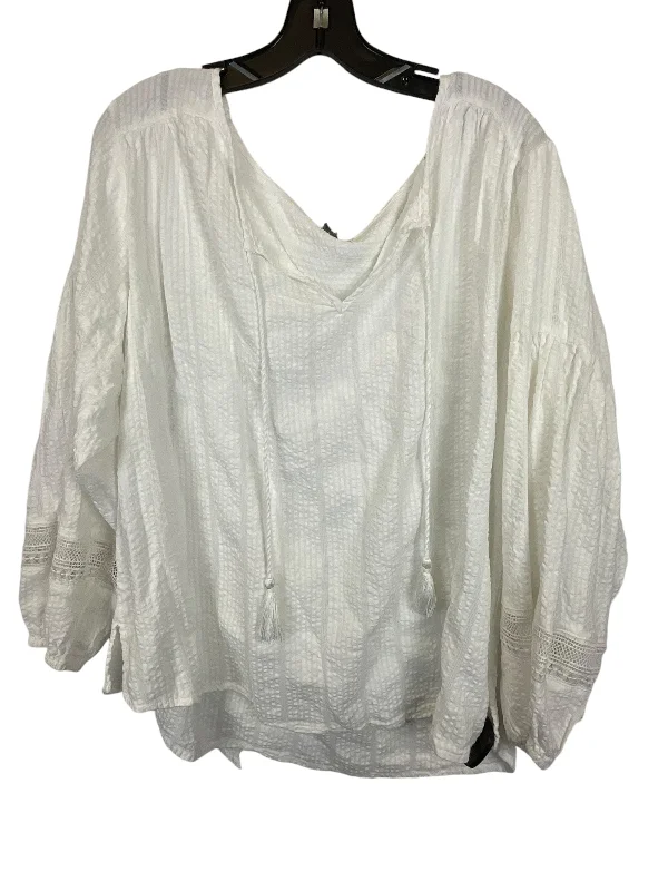 Top Long Sleeve By Lucky Brand In White, Size: 1x