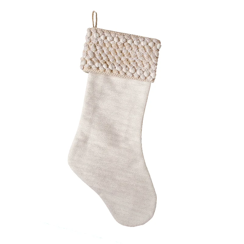 20 in. HGTV Home Collection Textured Cuff Stocking, Ivory