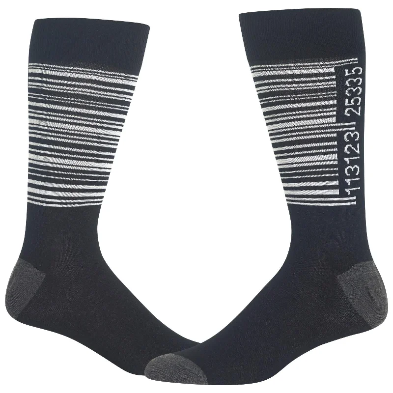 Hot Sox Mens Barcode Crew Socks