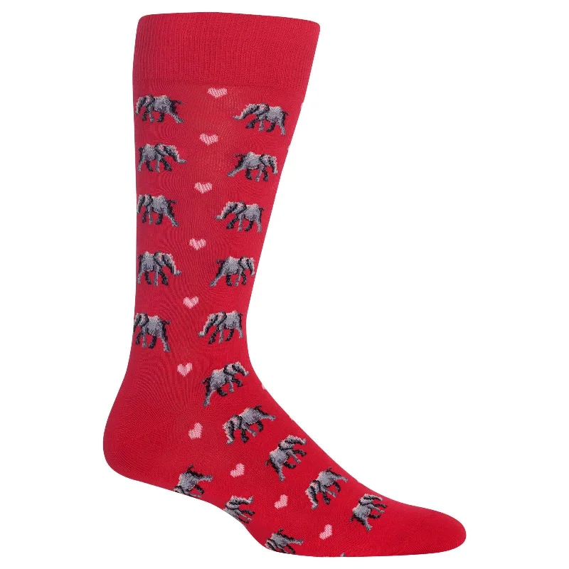 Hot Sox Mens Elephant Love Crew Socks