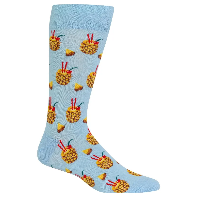 Hot Sox Mens Pineapple Drink Crew Socks