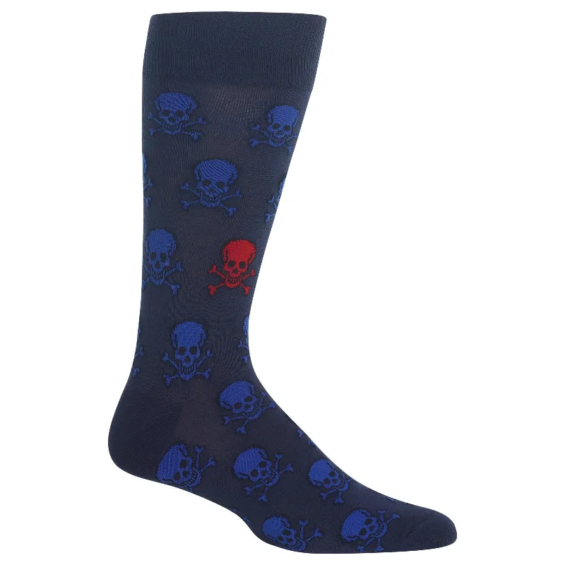 Hot Sox Mens Skulls Crew Socks