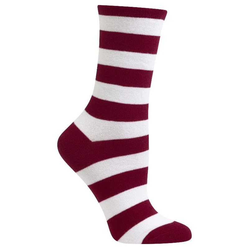 Hot Sox Womens College Rugby Stripe Crew Socks