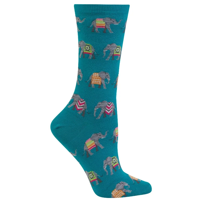 Hot Sox Womens Elephants Crew Socks