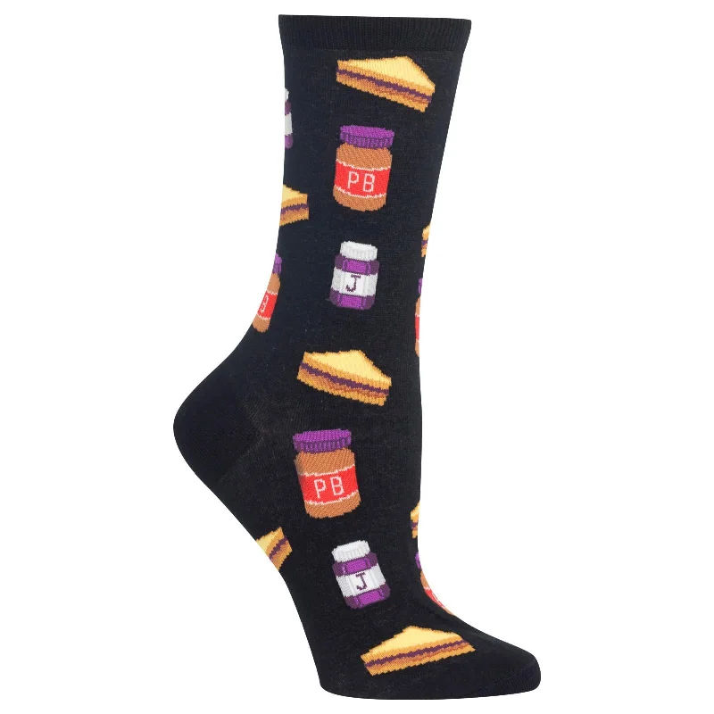 Hot Sox Womens Peanut Butter and Jelly Crew Socks