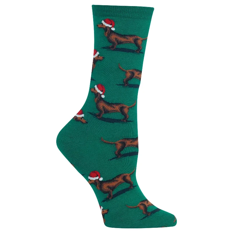 Hot Sox Womens Santa Dogs Crew Socks