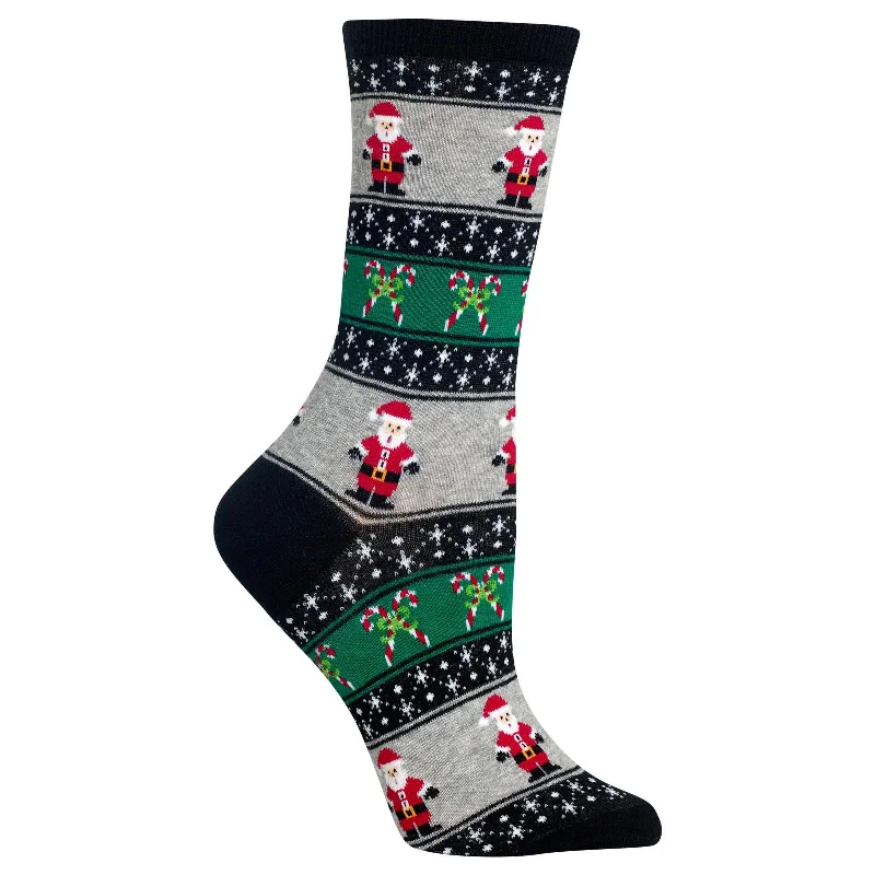 Hot Sox Womens Santa Fair Isle Crew Socks