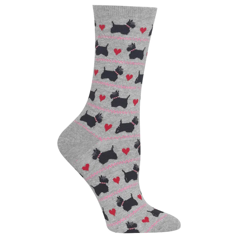 Hot Sox Womens Scottie Dogs With Hearts Crew Socks