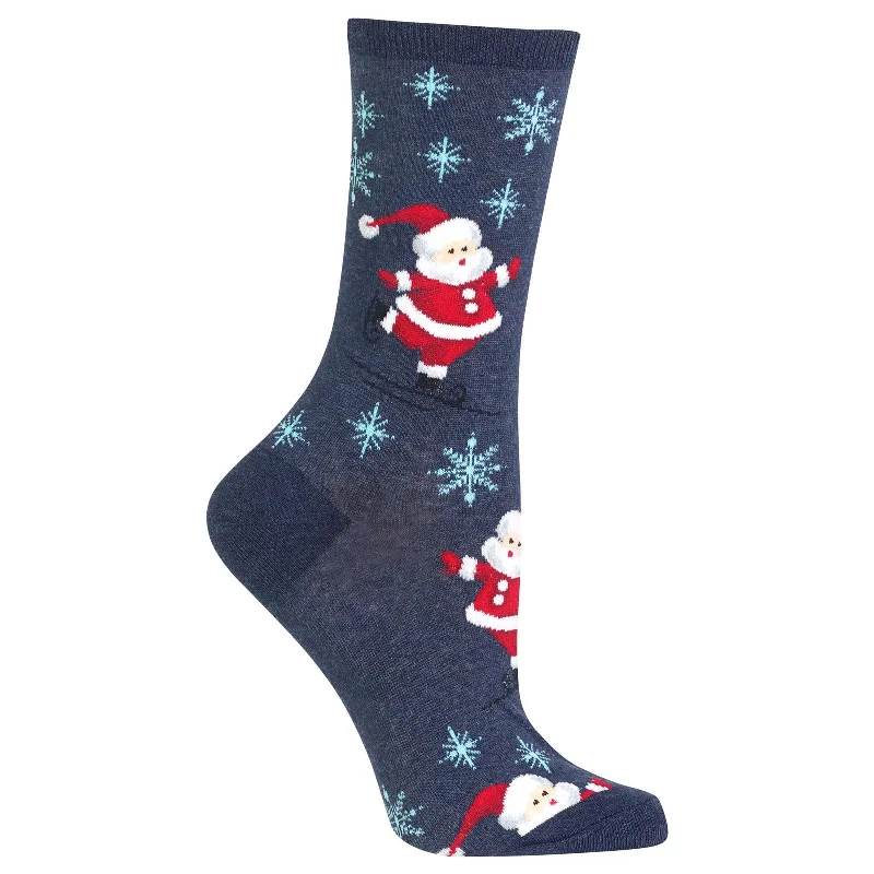 Hot Sox Womens Skating Santas Crew Socks