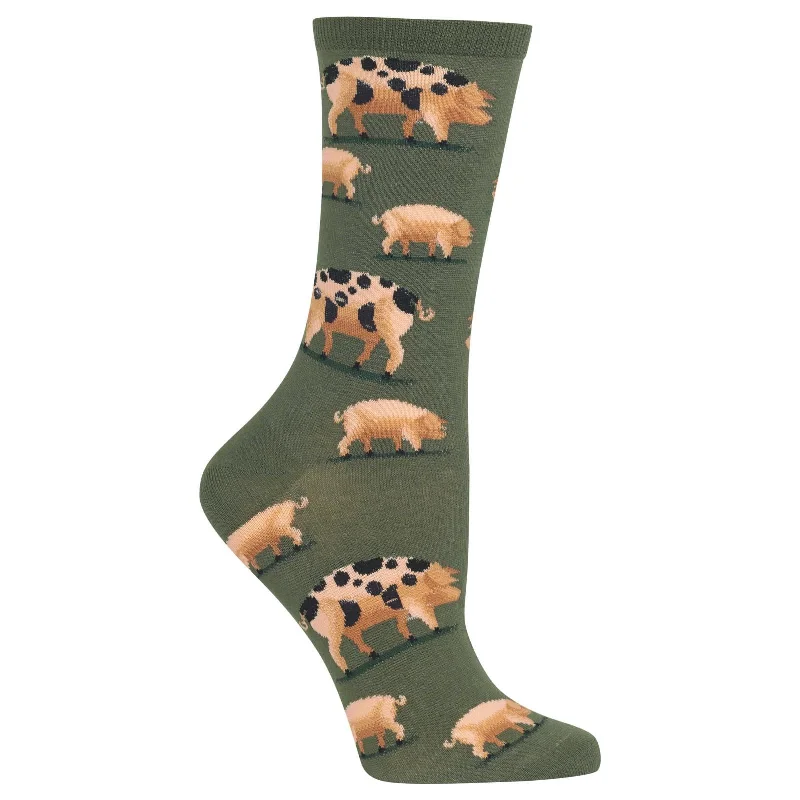 Hot Sox Womens Spotted Pig Crew Socks